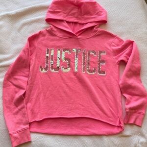 Justice Vibrant Girls Pink Fleece Hoodie Size 12